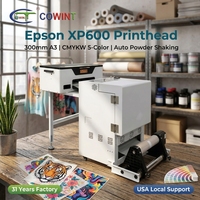 Imprimante DTF COWINT Epson XP600 A3 300mm 5 couleurs, machine d'impression par transfert textile sans secouage automatique de la poudre, Chine