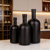 Bouteille en verre pour vodka, rhum, whisky, vin, noir mat, ambré, avec bouchon, 200ml, 375ml, 500ml, 750ml, 1000ml, vente en gros