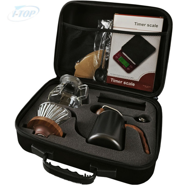 New Travel Bag Outdoor Modern Manual Drip Grinder Kettle Pour Over Coffee Maker Set