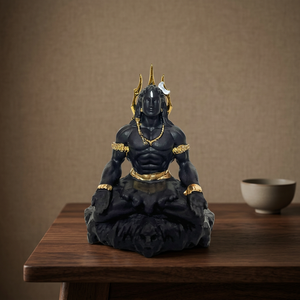 Estatua de Adiyogi Shiva de Poliresina Negra y Dorada de 3.5 Pulgadas, Figura Decorativa de Mahadev para el Hogar, Templo, Oficina, Escritorio, Coche y Decoración - Product Image 1