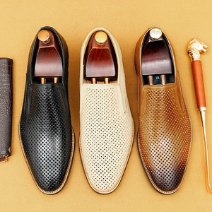 Newly Launched Popular Summer Style Men's Business Casual Leather <b>Shoes</b> Pointed Toe Design Genuine Leather Upper Massage - Product Image 4