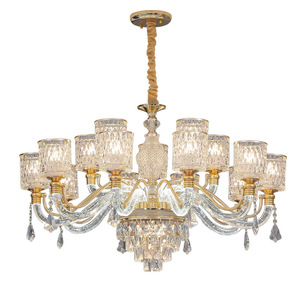 Lámpara de araña de cristal de lujo E27, lámpara colgante redonda de varios cabezales para sala de estar, dormitorio, comedor, accesorio de iluminación para el hogar - Product Image 3