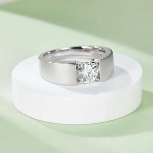 ลดกระหน่ำเครื่องประดับเงินสเตอร์ลิง S925 1กะรัตแหวนเพชรโมอิสสีทองขาวสำหรับผู้ชาย - Product Image 6