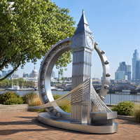 Escultura de Acero Inoxidable de Monumentos Urbanos, Modelo Skyline, Artesanía Metálica Directa de Fábrica para Exhibición en Plazas, Parques y Turismo