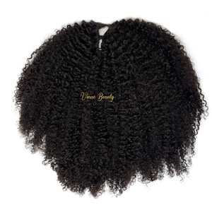 Afro Exotic Kinky Coily 180 densidad V-Part Raw Kinky Curly Virgin cutícula completa pequeño afro Kinky Curly V parte personalizar <span class=keywords><strong>M</strong></span> Cap peluca - Product Image 1