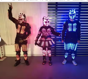 Traje de Robot de Fantasía Luminoso LED a Todo Color |   Disfraz de Pixel Helmet y Laser Light Walker para Espectáculos de Danza Escénica - Product Image 1