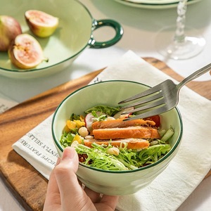 <span class=keywords><strong>Service</strong></span> de table en céramique verte nordique avec bord <span class=keywords><strong>doré</strong></span>, vaisselle de luxe, passe au lave-vaisselle et au micro-ondes, <span class=keywords><strong>service</strong></span> de restaurant - Product Image 2