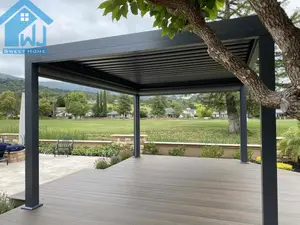 Pérgola impermeable para jardín, pérgola motorizada de techo, Gazebo de aluminio para exteriores, piezas de pérgola 100%