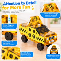 Ensemble de blocs de construction magnétiques Taxi pour enfants de 3 ans et plus, jouet éducatif de construction, jeu d'imitation
