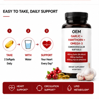 Gélules Molles OEM d'Ail et d'Aubépine Oméga-3 pour la Santé Cardiovasculaire, Allicine, Huile de Poisson EPA DHA, Complément Quotidien pour le Bien-être Vasculaire
