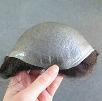 Perruque afro blonde suisse en soie pour hommes, mini perruque, toupet naturelle de couleur noire asiatique, afro-française, pour hommes