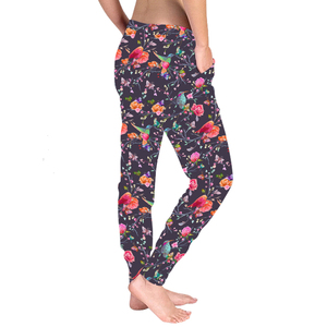 Design personalizzato uccelli e donne con stampa floreale <span class=keywords><strong>Jogger</strong></span> 92% poliestere 8% Spandex cordoncino alta qualità Premium <span class=keywords><strong>pantaloni</strong></span> da <span class=keywords><strong>donna</strong></span> - Product Image 3