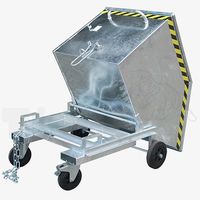 Bac à déchets auto-vidant portable bleu en acier inoxydable avec moteur et pompe, capacité 1000-2500 kg, collecteur de déchets à 4 roues