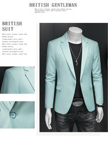 سترة مزدوجة الشقوق/جاكيت بزر واحد بفرقتين جاكيت كبير غير رسمي للرجال بلون واحد 2 فتحة بدلة علوية - Product Image 3