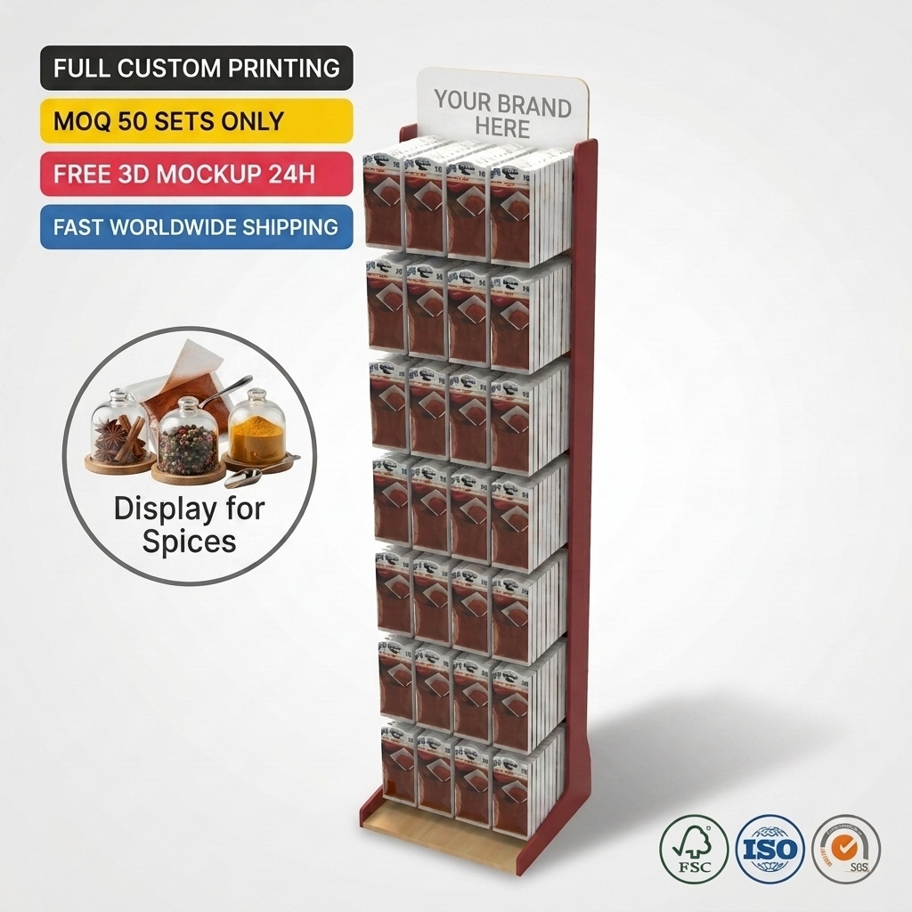 Display Stand with Hooks for Spice Floor Shop Display Racks Store Retail Display for Brand Marketing for Kitchen & Grocery Store — view 1