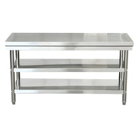 Table de préparation et de travail pour cuisine commerciale, table en acier inoxydable avec étagères, 3 niveaux, équipement de travail pour restaurant, maison et hôtel