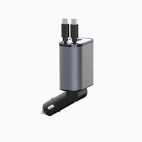 Chargeur rapide de véhicule à port multi-charge 100W 4-en-1 avec cordon de charge rétractable et affichage numérique