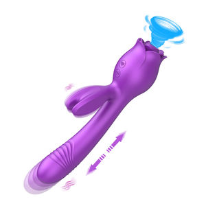 3-in-1-<span class=keywords><strong>Rabbit</strong></span>-Vibrator in Rosenform mit Saug-, Stoß- und Vibrationsfunktion zur G-Punkt-, Vaginal- und Klitorisstimulation – Sextoy für Frauen - Product Image 1