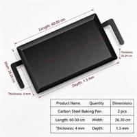 Plateau à pizza en acier au carbone 4 mm rectangulaire avec poignées pour restaurant, boulangerie et fournitures de traiteur