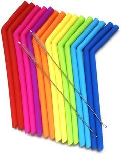 Recién llegado, Pajita de silicona personalizada con cepillo de limpieza, accesorios para bebidas reutilizables - Product Image 2