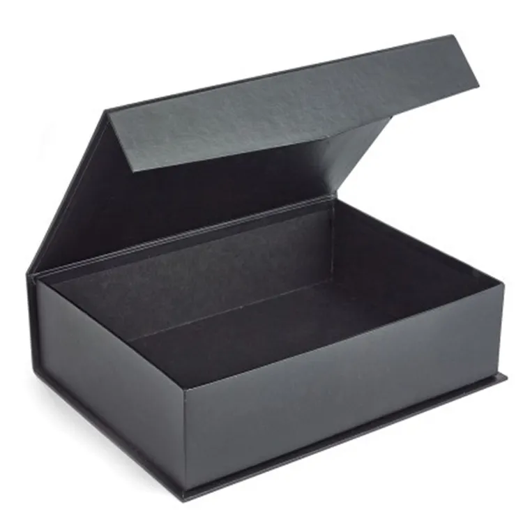 Scatola regalo magnetica a forma di libro nero di lusso, Cartone rigido, Scatola regalo pieghevole, a conchiglia in carta con stampa personalizzata