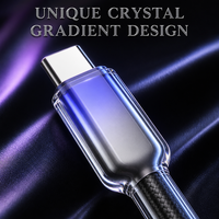 Câble USB C vers USB C à charge rapide 60W PD, câble de données tressé en nylon dégradé cristallin pour MacBook, iPad, Samsung, Xiaomi, port Type-C