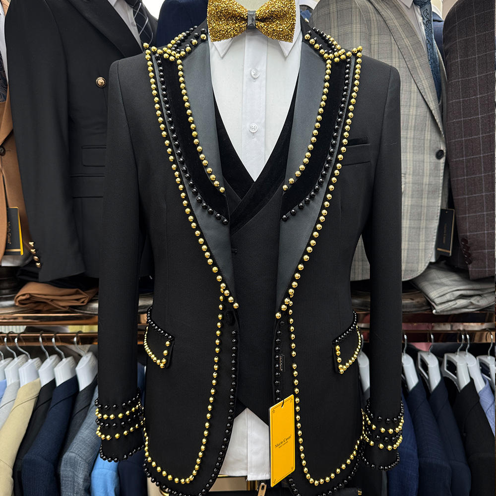 Nero-pz/set3-Jacket + gilet + pantaloni