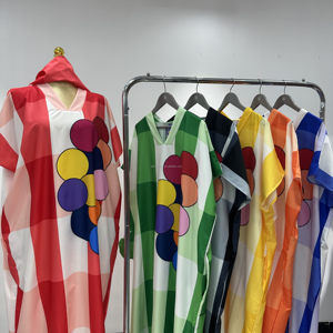 ชุดเดรสลำลองพิมพ์ลายบอลลูน คอวี สำหรับผู้หญิงไซส์ใหญ่สไตล์แอฟริกัน ใส่สบาย ระบายอากาศได้ดี ผ้าไม่ยับง่าย - Product Image 1