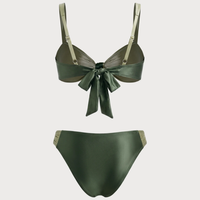 Set Bikini Wanita OEM Custom Warna-Warni dengan Tali Lebar Model Twist, Terbuat dari Kain Daur Ulang Bersertifikasi OEKO-TEX untuk Kolam Renang dan Pantai
