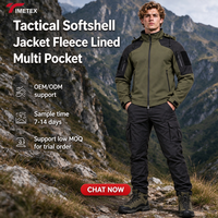 Veste Softshell Tactique TIMETEX en Gros, Doublée Polaire, Multi-Poches, Coupe-Vent, Respirante, pour Camping et Randonnée en Extérieur