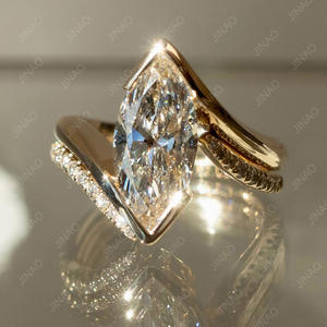 โรงงานผลิตเครื่องประดับชั้นดี แหวนทองคำแท้ 18K แหวนหมั้นเพชร CVD VVS1 DEF 1 กะรัต 2 กะรัต ทรงมาร์ควิส เพชร IGI ที่ได้รับการปลูกในห้องปฏิบัติการ - Product Image 4
