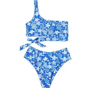 Service OEM 2023 Guangzhou Outpace Maillot de bain 2 pièces sexy style chaîne imprimé floral push-up coupe haute séchage rapide - Product Image 1