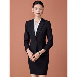 Women's Professional Work Suits Long Sleeve Polyester Gray Apricot Black For Medical Aesthetics Jewelry Hotel Front Desk - Product Image 3
