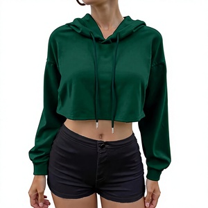 Sweat-shirt à capuche court délavé pour femme, coupe oversize, style streetwear, pull décontracté personnalisé - Product Image 1