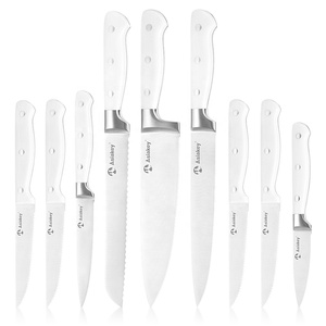 Nhà bếp Hộp Quà Tặng đặt Dao carbon cao thép không gỉ 5cr15mov Trắng ABS xử lý đầy đủ tang đầu bếp dao đặt - Product Image 1