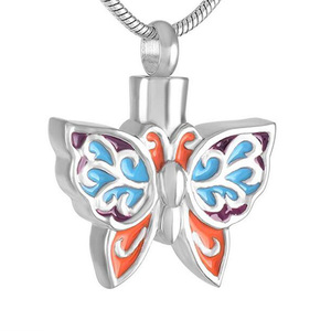 schmetterling Kremationsurne Denkmal asche Andenken-Anhänger Schmetterlingskette Edelstahl bunte Haustier-Asche Schmuck menschlicher Halter - Product Image 1