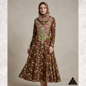 AISHWARY CREATION Sari en mousseline de soie marron avec broderie florale 58/60 pouces Vêtements pour femmes SAB-408_B - Product Image 5