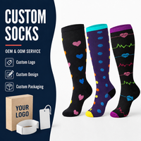 Chaussettes de compression pour mollets larges pour femmes et hommes, 20-30 mmHg, chaussettes de compression mi-hautes