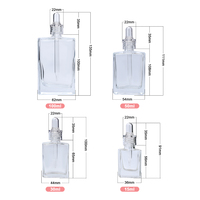 Bouteilles Compte-Gouttes en Verre Rectangulaires Plats de Luxe 15ml 30ml 50ml 100ml avec Collier Transparent Cristal pour Sérum Huile Essentielle