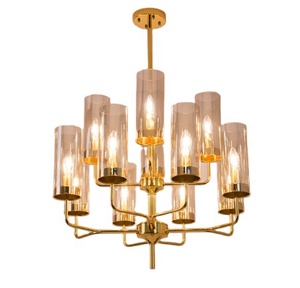 Decorazione contemporanea lampadario di lusso in vetro blu più grande hall dell'hotel E27 lampade a sospensione a sospensione - Product Image 1