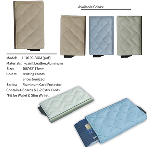 Minimalist PU Leather Card Holder with <b>Clip</b> Beige <b>Quilted</b> Design for Credit Cards 6 Inch - Product Image 3