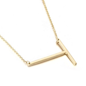 Minimalista de oro de la joyería de plata de oro rosa Color 26 A-Z nombre carta <span class=keywords><strong>M</strong></span> inicial largo grande letras alfabeto collar - Product Image 6