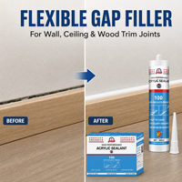 Mastic acrylique à base d'eau, flexible, pour le remplissage des joints, idéal pour les murs, les plafonds, les cadres de portes, les garnitures en bois, la décoration de bâtiments et la réparation des joints.