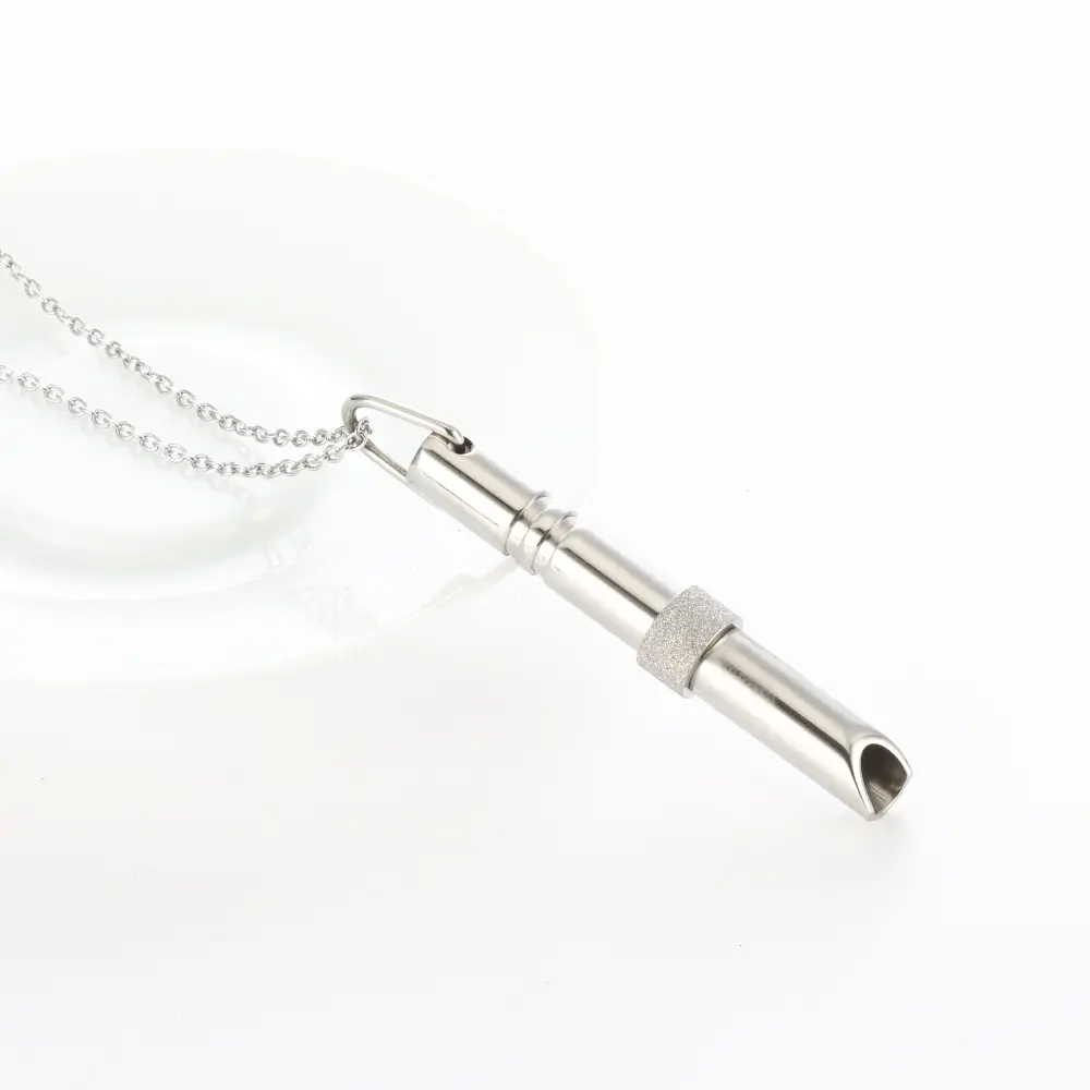 Rotatable Necklace Whistle Stainless Steel Fashion Jewelry Smoke Anti No Mindful Smoking Breathing Anxiety Necklace