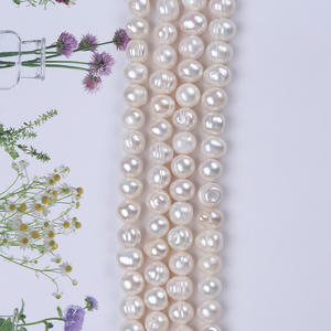 Perles Keshi Zhuji 9-10mm, blanches, naturelles, d'aquaculture d'eau douce, en vrac, perforées pour colliers et bracelets DIY, vente en gros - Product Image 2