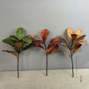 S261 di alta qualità artificiale verde ramo lascia artificiale vero tocco in lattice Magnolia arancio foglie di albero rami - Product Image 4