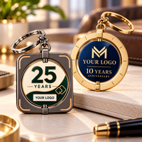 Porte-clés rotatifs personnalisés en métal, carrés et ronds, en alliage de zinc, avec logo anniversaire, pour cadeaux de carrière pour les employés
