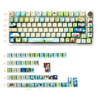 Keycaps Sublimasi Pewarna Kartun PBT 130 Tombol Cherry MX Switch GH60/GK61/GK64/84/87/96/104/108/980 Keyboard Mekanik