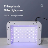 Table de manucure professionnelle 180W avec lampe UV LED multifonctionnelle 3-en-1 pour séchage de gel et repose-main pour ongles