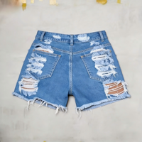 Shorts en jean décontractés pour femmes, style patchwork, extensibles, déchirés, à franges, mini-shorts en denim pour femmes